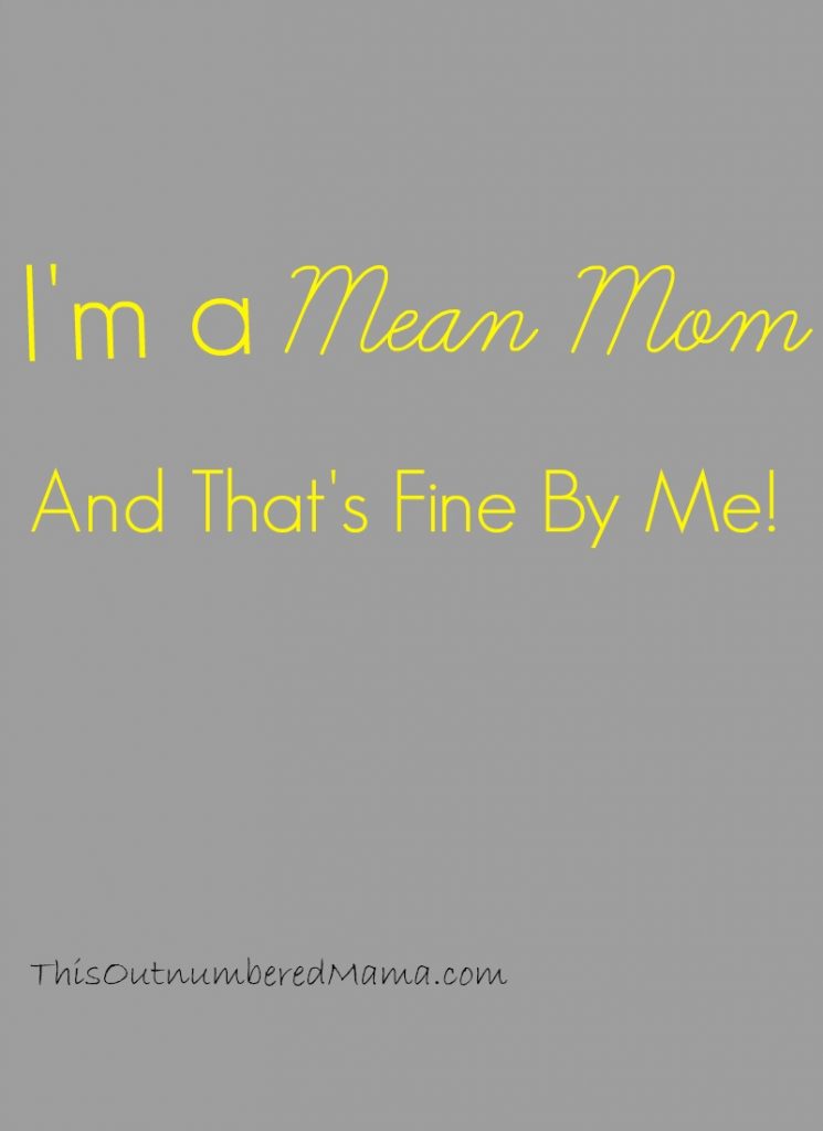 I'm considered a mean mom, and that is just fine by me. I am raising my children to be respectful adults.
