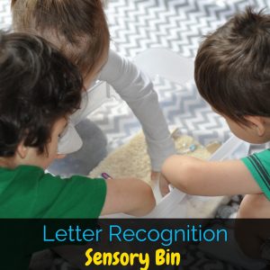 This letter recognition sensory bin takes less than five minutes to put together and keeps kids actively engaged in learning their letters!