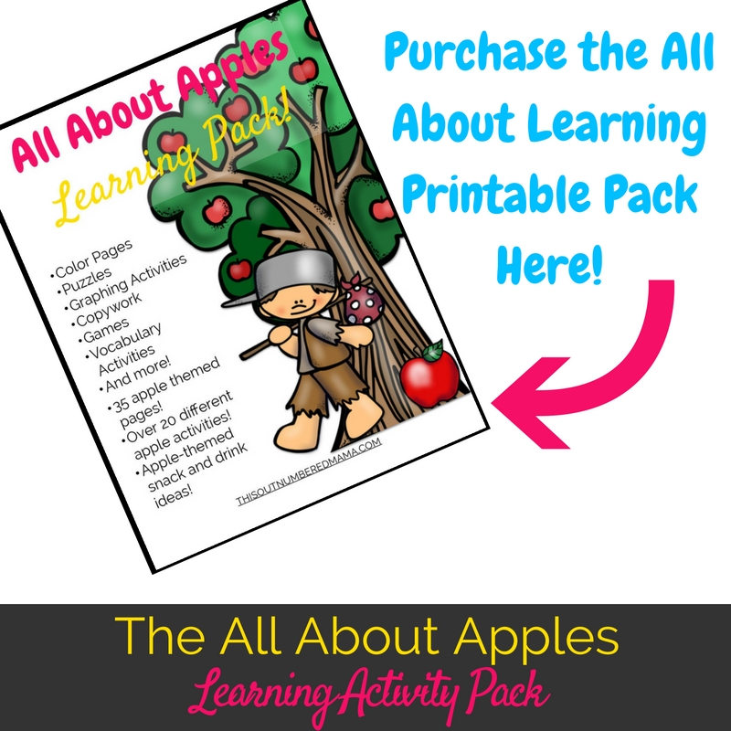 This all about apples learning activity pack is perfect for an apple themed unit study in your homeschool or preschool!