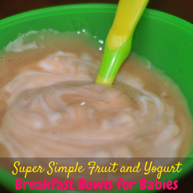 These super simple fruit and yogurt breakfast bowls for babies are totally easy to put together and delicious for little ones just starting to eat solids!