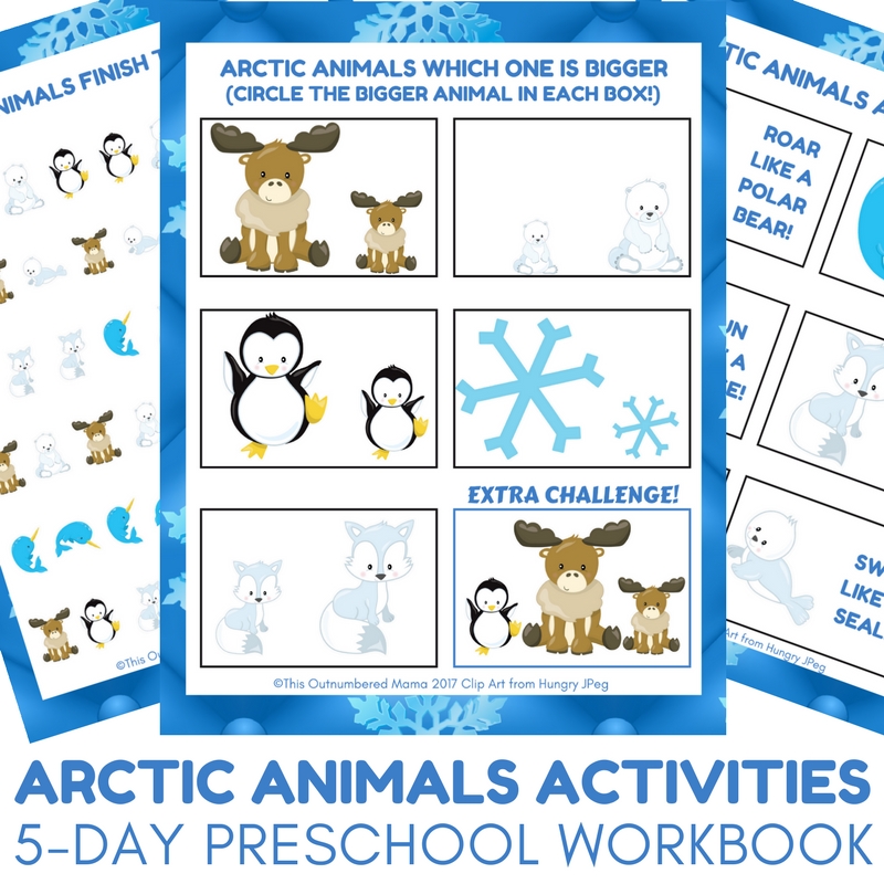 Arctic Animals Activities - 5-day Preschool Activities Workbook for Arctic Animal Unit Studies