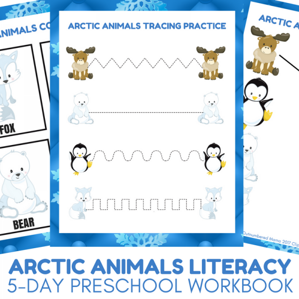 Arctic Animals Literacy Activities - 5-day Preschool Literacy Workbook for Arctic Animal Unit Studies