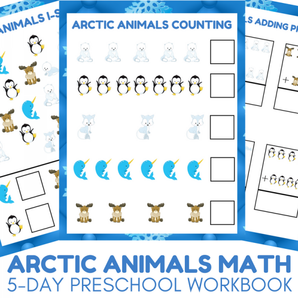 Arctic Animals Math Activities - 5-day Preschool Math Workbook for Arctic Animal Unit Studies