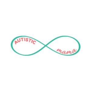 Teal and Coral Autistic Mama Infinity Symbol Logo