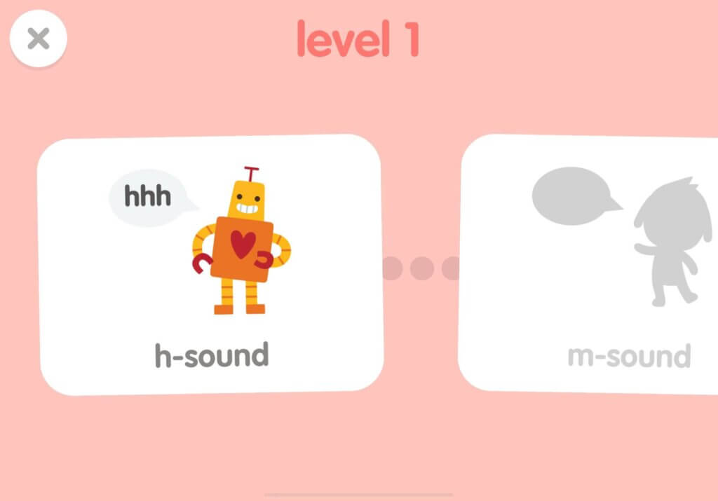 Screen shot of the "levels" from the SAGO Mini First Words App